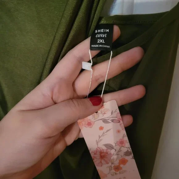 Olive green SHEIN spaghetti strap dress, size 2XL, NWT - Picture 2 of 4